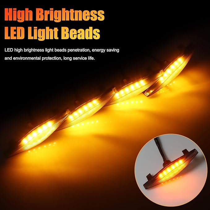 4 PCS Grill Led Lights, Amber Raptoor Grille Lights Plug Play Car Accessories for Toyota 4Runner 2014-2024 TRD Pro Grille and 2014-2019 SR5, Premium, Limited, TRD Off-Road (Black)