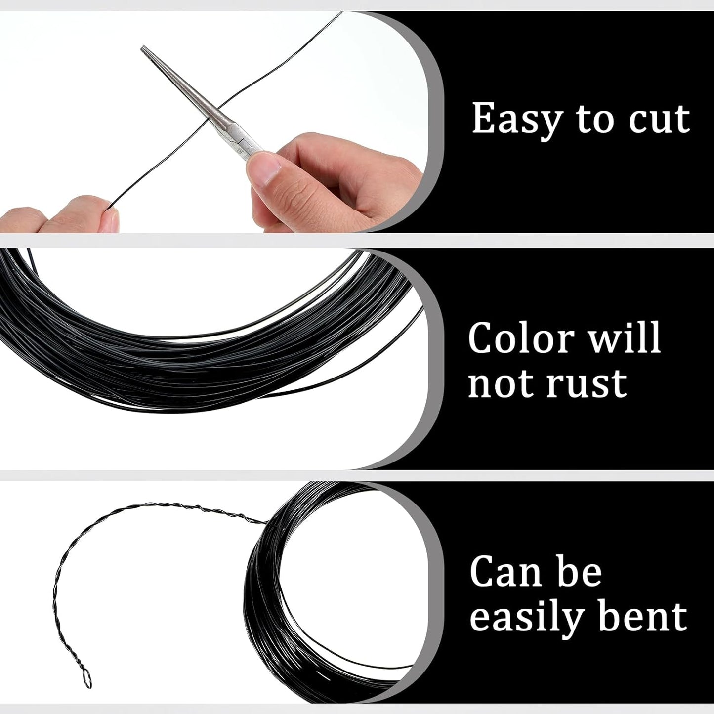 98 Feet Black Craft Wire Bendable, 1mm 18 Gauge Wire for Jewelry Making, Aluminum Sculpting Black Floral Wires for Crafts, Jewelry, Beading, Wreath Making