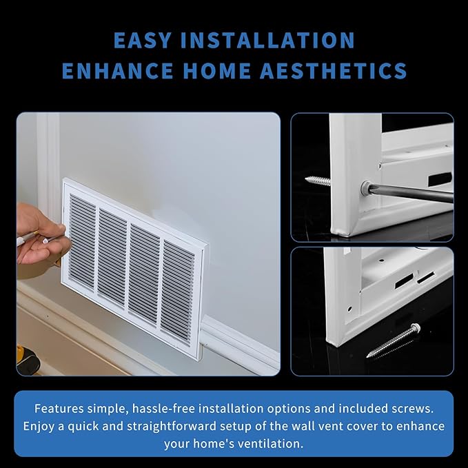 24x12 Return Air Grille [Duct Opening Size],Return Air Vent Cover for Wall Or Ceiling,Steel Return Air Filter Grilles Removable Face/Door for 1 Inch Filters (24"W x 12"H [Duct Opening])