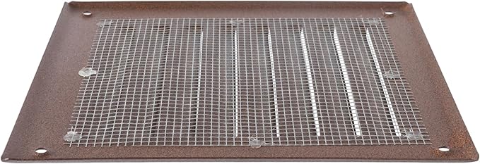 Square Ventilation Grille / 5" x 5" Inch Inside Measurement/Brown Metal Air Vent Louver - Inside/Outside use / 6.5" x 6.5" Inch Outer Measurement