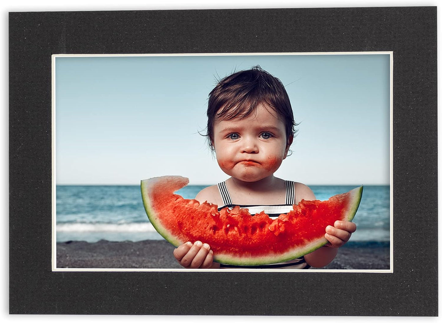 5x7 Mat for 8.5x11 Frame - Precut Mat Board Acid-Free Textured Black 5x7 Photo Matte For a 8.5x11 Picture Frame, Premium Matboard for Family Photos, Show Kits, Art, Picture Framing, Pack of 10 Mats