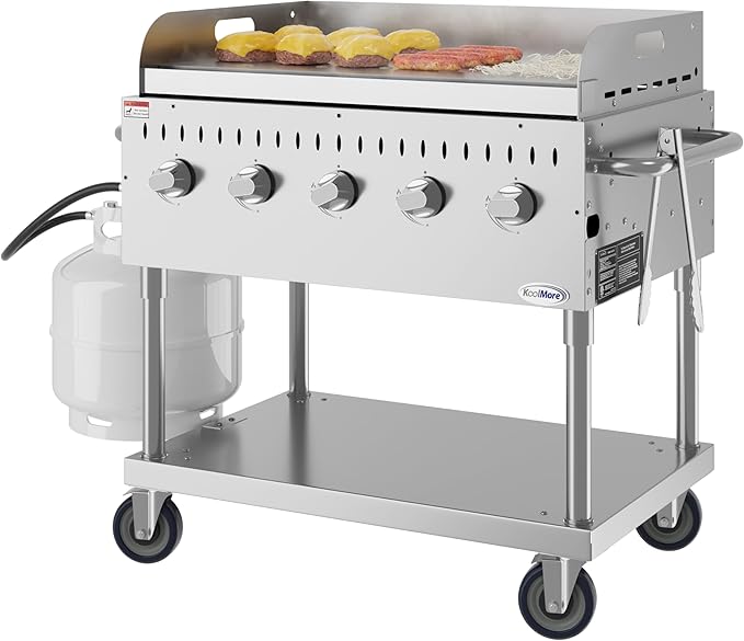 36 in. Commercial Outdoor Propane Grill with Griddle in Stainless-Steel, ETL Listed (CGKIT3-36G)