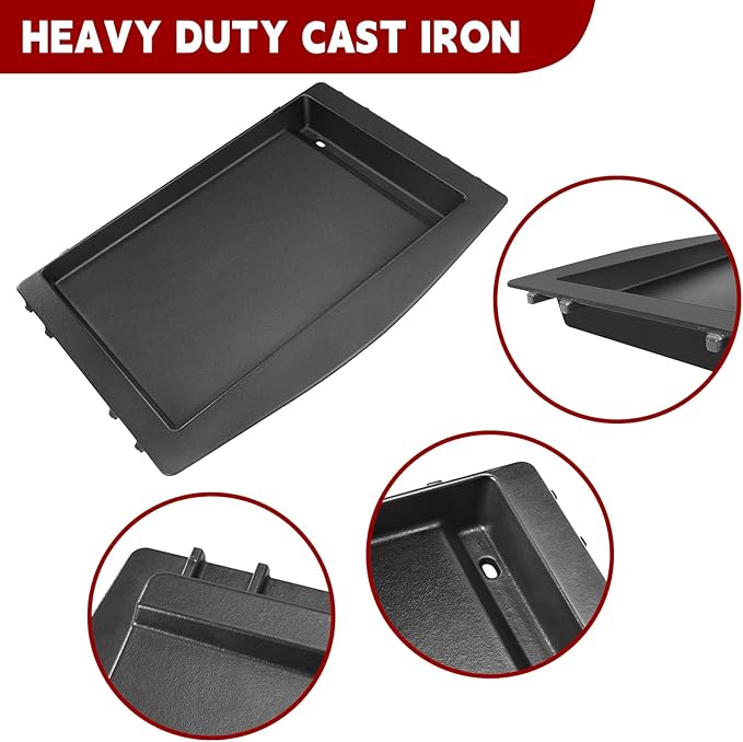 GasSaf 7599 Cast Iron Griddle for Weber Genesis II 300/600, Flat Top Grill Pan Insert for Genesis II E-310/S-310/E-315/E-335/S-335/SE-335/E-610, BBQ Griddle Pan for Weber Gas Grill Replacment Parts