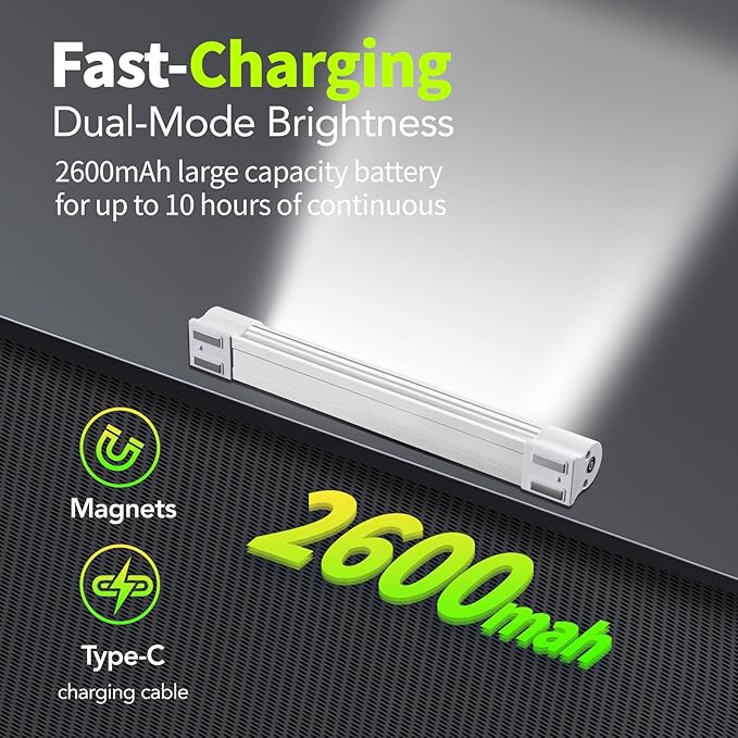 LETOUR LED Tube Magnetic Light Bar Work Lights 2000 Lumens 2600mAh 5 Lighting Options Camping Lantern USB Rechargeable Portable Battery Powered Lights with 2 Magnets Endurance for 40 Hours