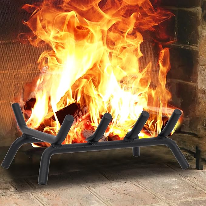 STBoo Fireplace Grate 14inch Heavy Duty - Fireplace Log Holder | Fire Place Grate Cast Iron | Wood Stove Wrought Rack | Firewood Log Fire Pit Tray for Indoor & Outdoor Kindling Tool Camping