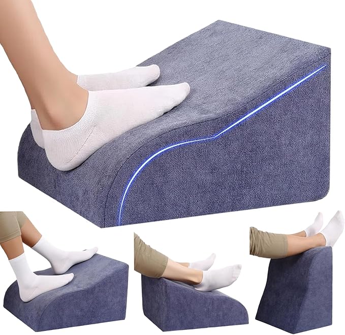 Foot Rest for Under Desk at Work Ergonomic Under Desk Footrest，Support Foot Pillow Double-Sided Footstool， for Office, Home & Gaming Leg Elevation Pillow Blue