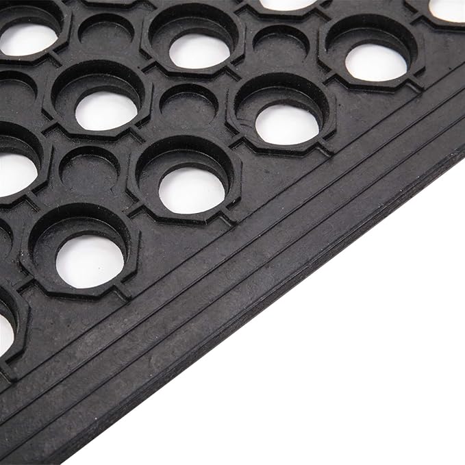 Lovinland Outdoor Rubber Floor Mat - 24 x 35 inch Non-Slip Drainage Mat - Heavy Duty for Kitchen, Garage, Restaurant, Garden - Black