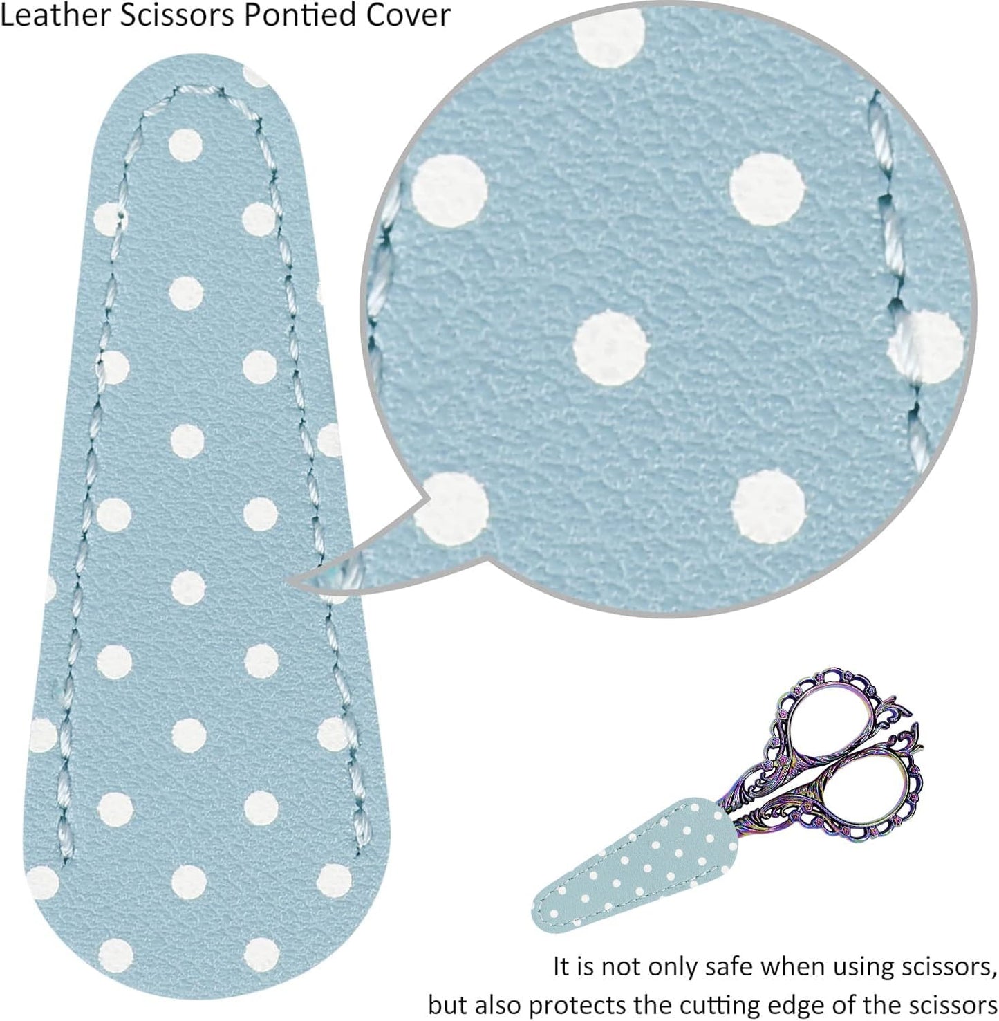 BIHRTC 4.5Inch Sewing Embroidery Scissors with Leather Cover Stainless Steel Sharp Tip Crafts DIY Tools Thread Snips Crochet Scissors for Embroidery Needlework Artwork Housework