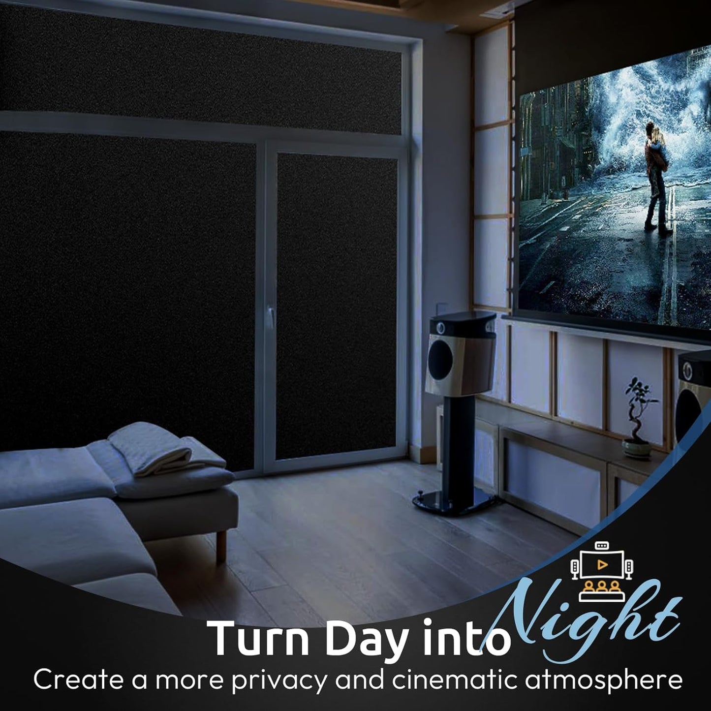 rabbitgoo Blackout Window Film, Sun Heat Blocking Privacy Cover for Glass, Removable Opaque Room Darkening Dark Black Out Window Covers Tint Shades for Home Day Sleep Light Blocker 29.5 x 118.1 Inches