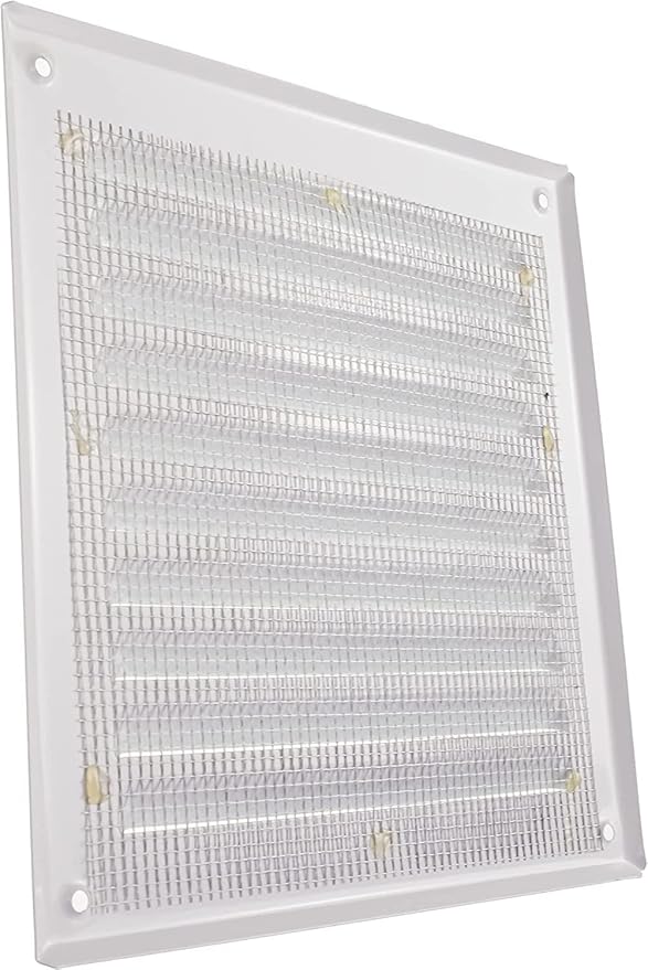 Vent Systems - 6 x 6 Inch (Inner) Pack of 10 White Metal Square Soffit Air Vent Grille Cover, Register Vent Deflector Louver Built-in Mesh HVAC for Bathroom Home Office Kitchen 8" x 8" (Outer)