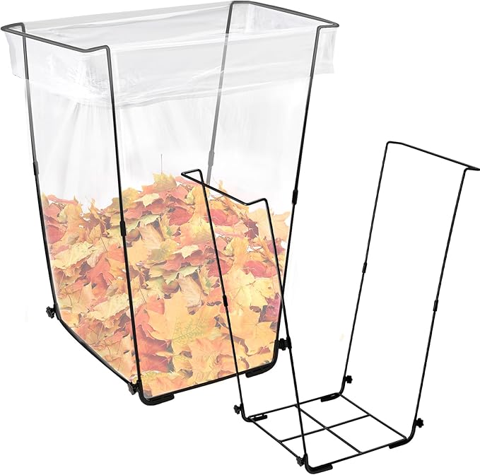 Tandefio 2 Pieces Metal Trash Bag Holder 30-45 Gallons Garden Garbage Leaf Bag Stand Heavy Duty Outdoor Lawn Wire Frame Support Stand Hold for Camping Leaves Parties Gardening Yard Weeding