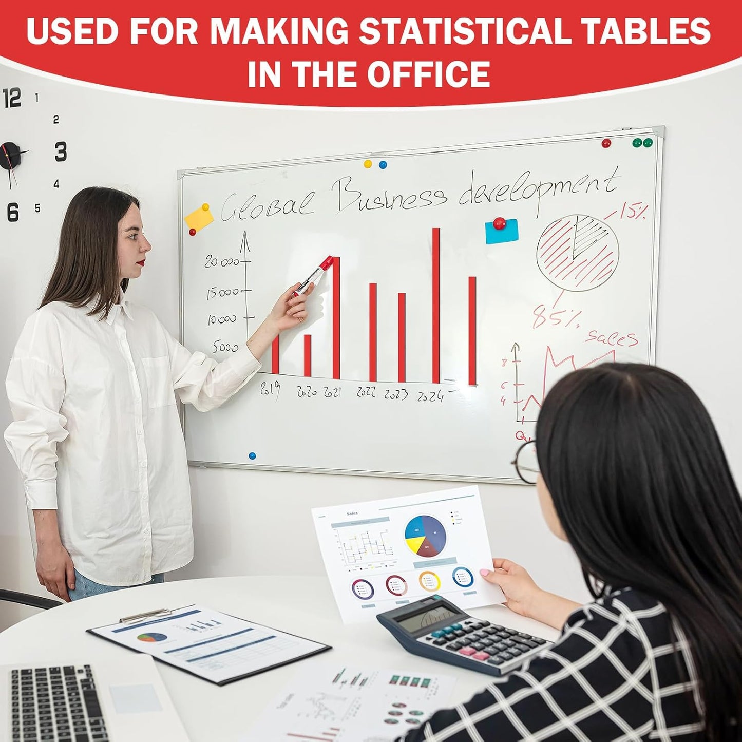 Magnetic Tape Roll Thin Strips, 0.39 Inch x 33 Feet Magnetic Board Dividers Whiteboard Graphic Decorative Tape Marking Line for Classroom Office Art Accessories(Red)