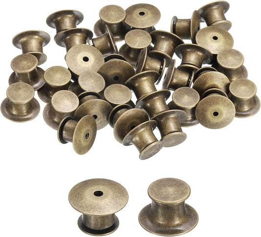 uxcell 30Pcs Metal Locking Pin Backs, Pin Keepers Locking Clasp Flat Head Clamp Needle Back Lock for DIY Brooch Crafts Badges Enamel Lapel, Bronze