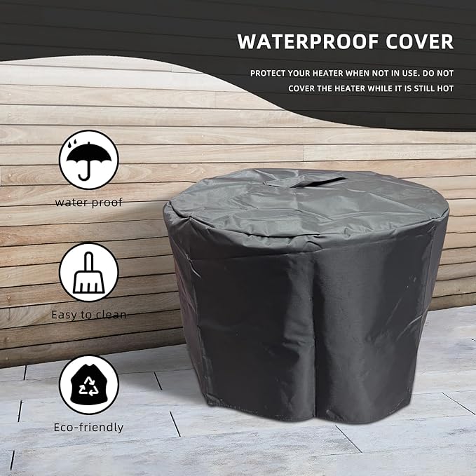 Afterglow Smokeless Fire Pit, 20.5" Round Wood Burning Stainless Steel Top and TerraFab Material Base,Firepit with Weather Cover Perfect for Outdoor Patio Garden, Wood Grain Gray