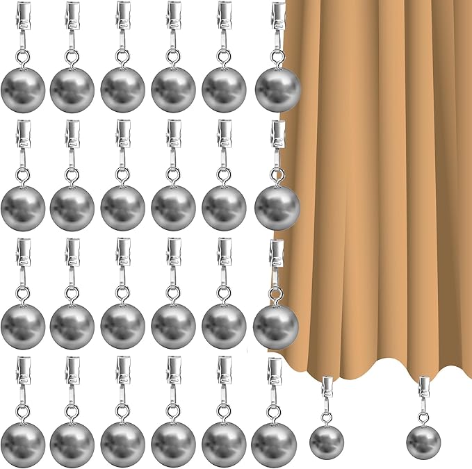 24 Pack Outdoor Curtain Weights, Heavy Duty Drapery Weights for Patio Pergola Cabana Gazebo, Stainless Steel Clips for Fixing Garden Flag, Shower Curtains, Tablecloth