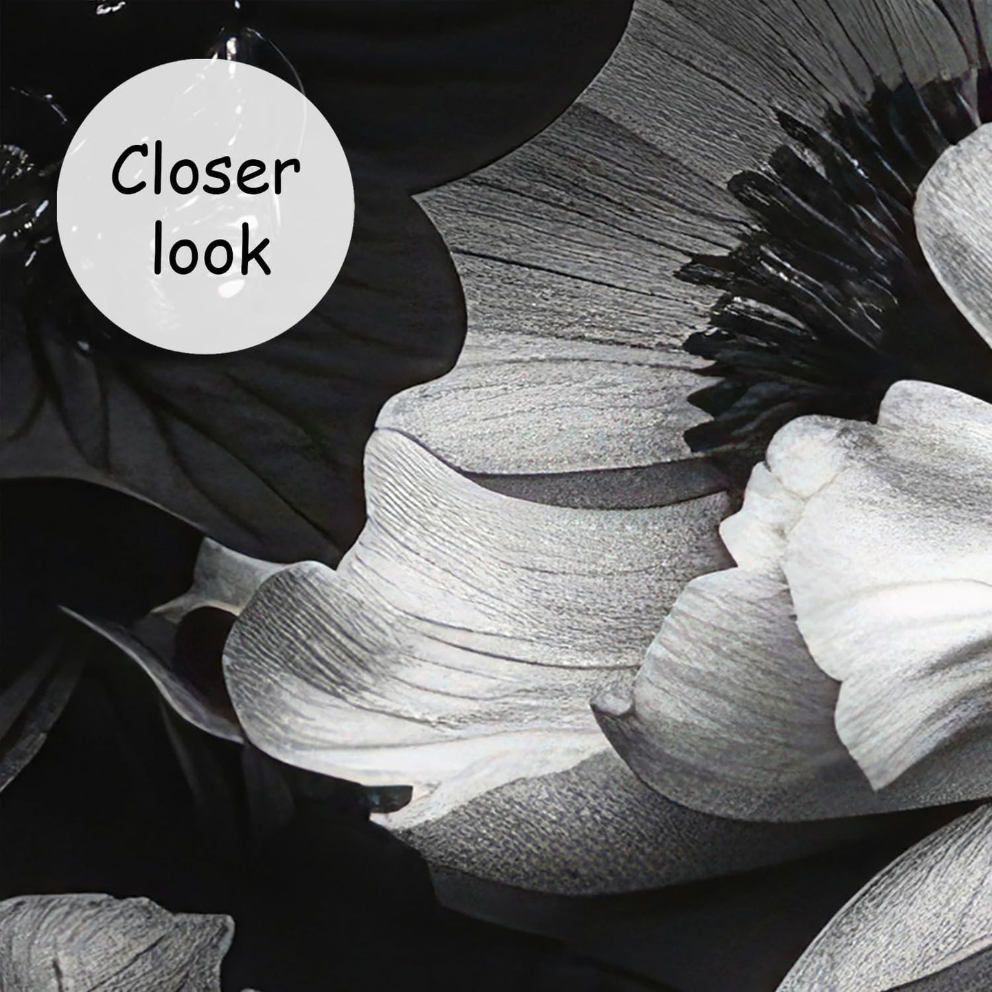 AFZEVEB-Black Peony Floral Wallpaper Vintage Large Flower Wall murals for Bedroom 114"x74"(Not Peel and Stick)