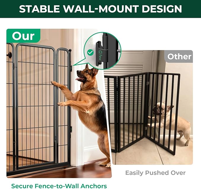 FXW Dog Gate Extra Wide Designed for Indoor Use, Adjustable Width Up to 55-inch Wide (45" H 2 Wire Panels for Large Dogs), Black