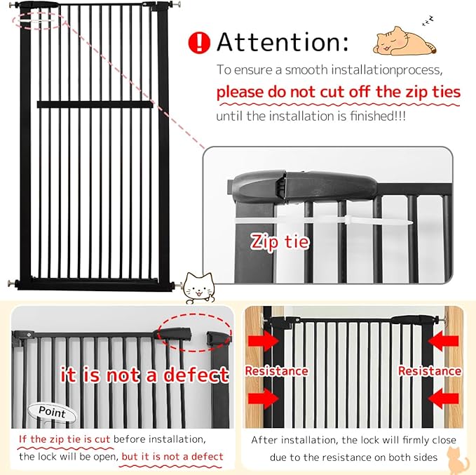 Lumizone Extra Tall Pet Gate 55.12" High Pressure Mounted 30.12"-34.05" Extra Wide (9 Sizes) 1.37" Gap for Cat Dog Stairs Doorway Hallway No Drilling Auto-Close (30.12"-34.05" W, Black)