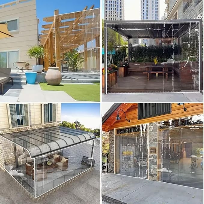 Clear Tarp with Grommets,Transparent Heavy Duty PVC Vinyl Tarpaulin， Anti-Tear Waterproof ，14Mil Clear Awning Canopy Patio Enclosure,for Home Garden Outdoor（10' x 20'）