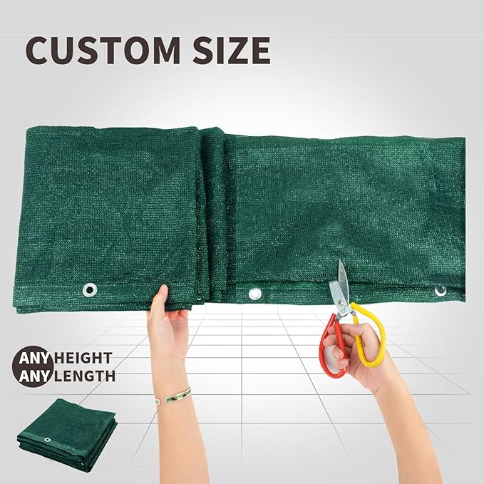 LOVE STORY Custom Size 3'x7' Dark Green Balcony Privacy Screen,UV Block Privacy Fence Screen,90% Shield for Outdoor Pool Garden Apartment Railing