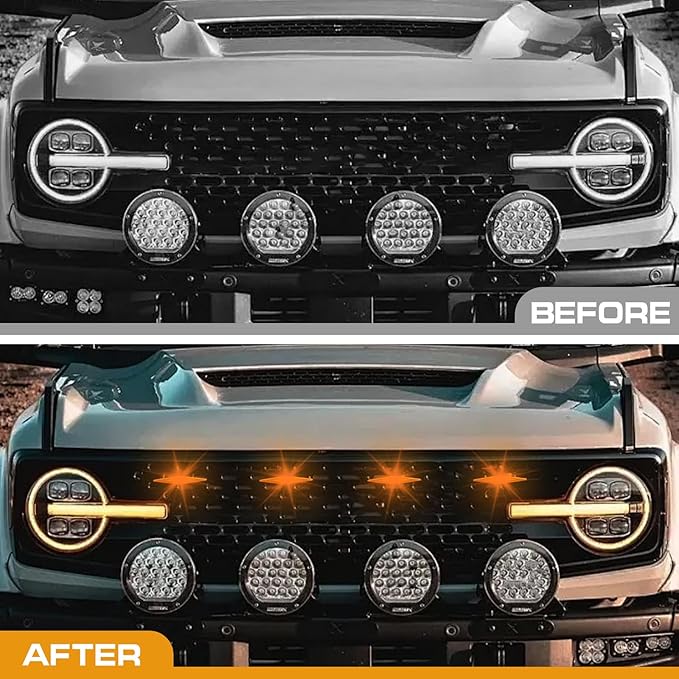 4 PCS Grill Led Lights, Amber Raptoor Grille Lights Plug Play Car Accessories for Toyota 4Runner 2014-2024 TRD Pro Grille and 2014-2019 SR5, Premium, Limited, TRD Off-Road (Amber)