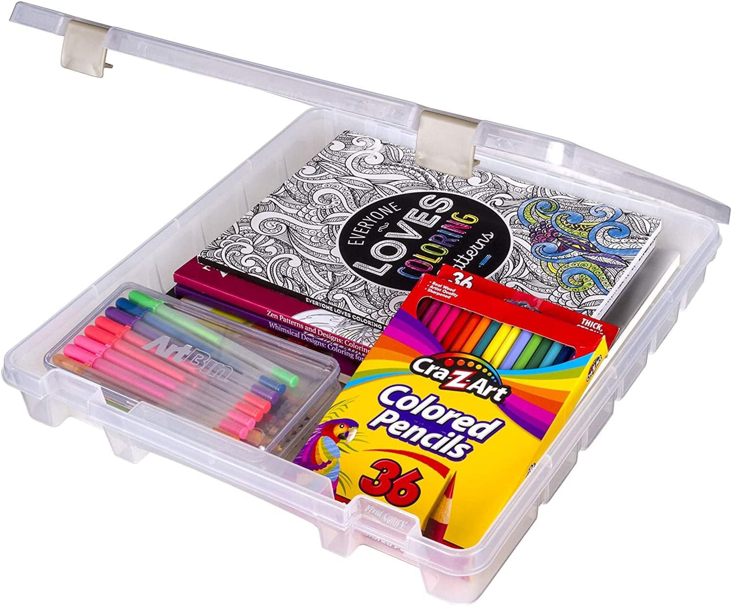 ArtBin 9100AB Super Satchel Slim 1 Open Compartment, Art & Craft Organizer, [1] Plastic Storage Case, Clear