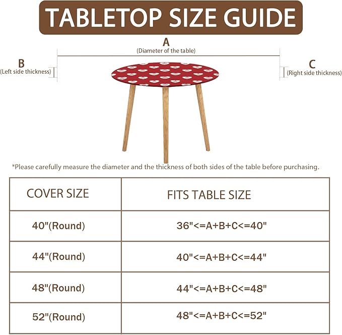 Valentines Day Round Fitted Tablecloth with Elastic Red Pink Heart Circle Table Cloth for 48-52" Round Tables Wipeable Waterproof Washable Burgundy Valentine Table Cover for Picnic Dining Party Decor