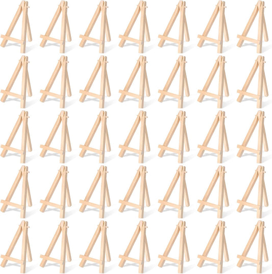 100 Pcs Mini Wood Display Easel Stands 5 Inch Small Wooden Canvas Easels A-Shaped Tripod Small Easels Arts Crafts Easels for Small Canvas Holder, Crafts, Signs, Photos, DIY Crafts, Home Decoration