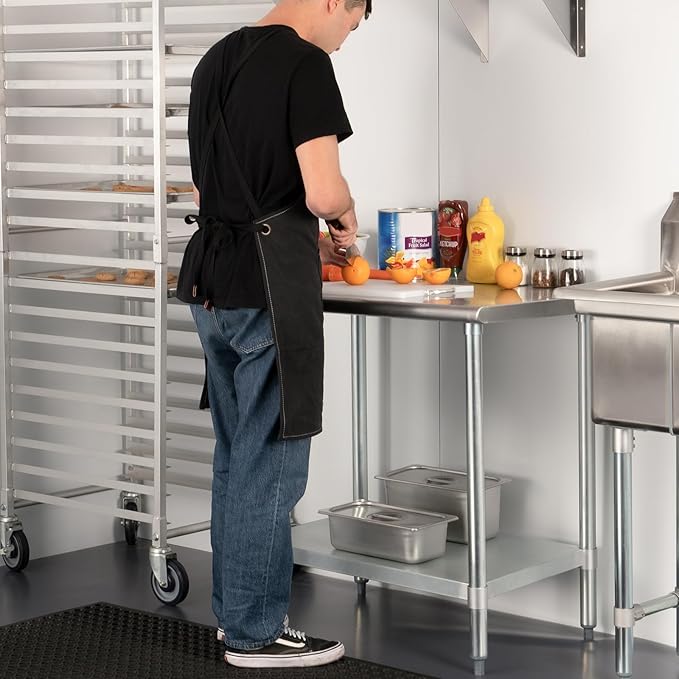 HARDURA Stainless Steel Table 24X48 Inches with Undershelf and Galvanized Legs NSF Heavy Duty Commercial Prep Work Table for Restaurant Kitchen Home and Hotel
