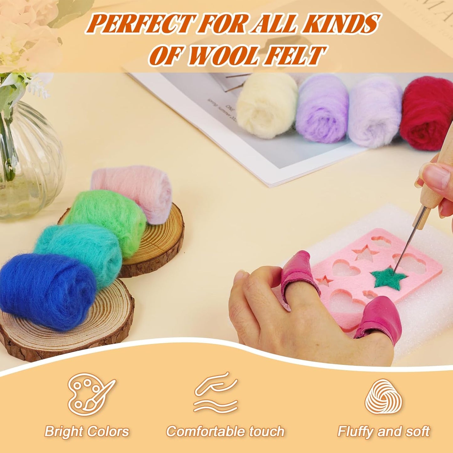 Catopia Needle Felting Kit,Wool Roving 20 Colors Set,Tools for Felted Animal Needle Felting Supplies,Needle Wool Felting Tools Kit