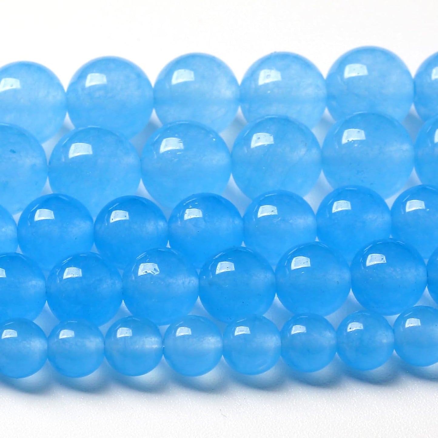 6MM Natural Stone Aquamarine Blue Chalcedony Beads Round Loose Beads for Jewelry Making Bracelet 120pcs 2 Strands 32"