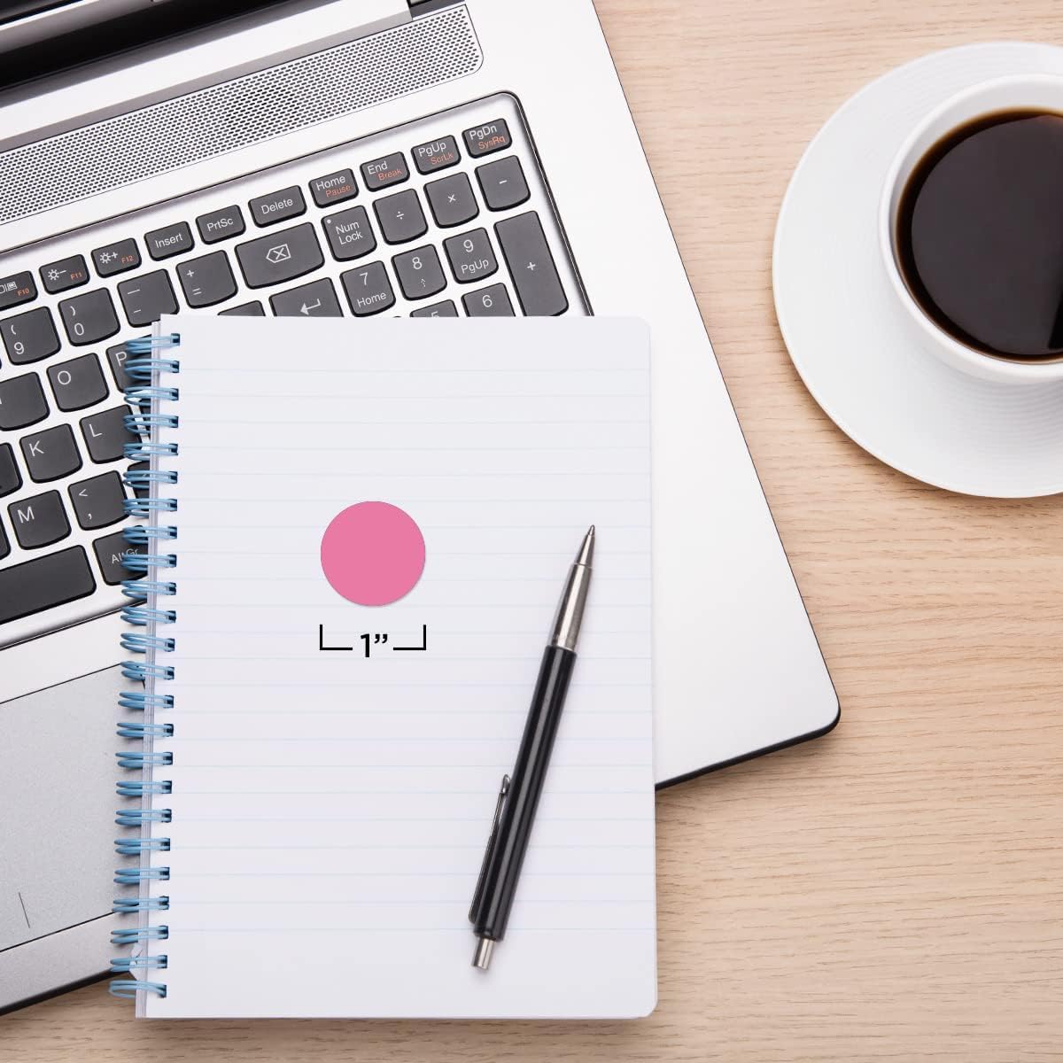 ChromaLabel 1 Inch Round Label Removable Color Code Dot Stickers, 1000 Labels per Dispenser Box, Rose