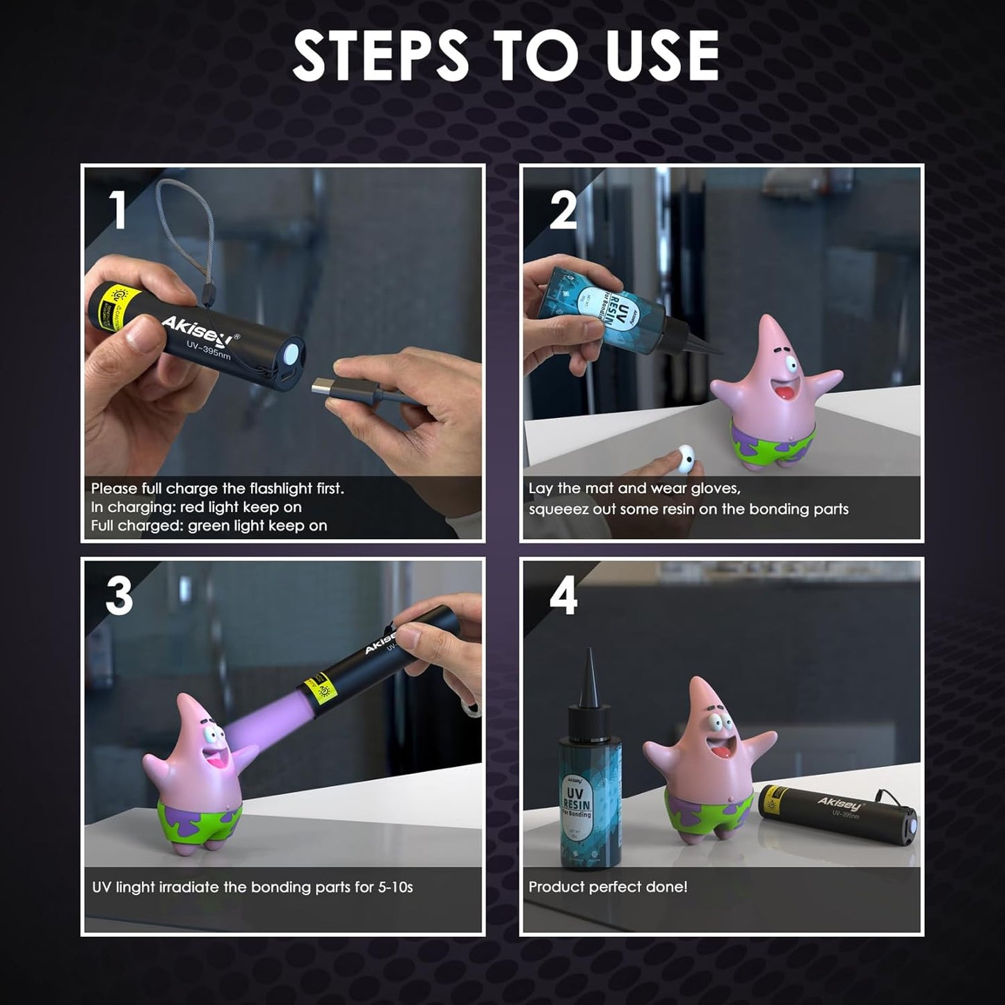 UV Resin Kit with Light, 100g UV Resin with Rechargeable 395NM UV Flashlight, Fast Curing in Seconds, UV Glue Adhesive for Bonding Jewelry, Plastic, Glass Repair, w/Mat, Gloves, Storage Bag