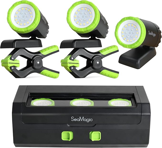 3-Pack Rechargeable LED Work Lights with Portable Case, 360-Degree Adjustable Spotlights with Magnetic Base, Clamp Lights for BBQ, Workshop, Construction Site, Car Repairing and Home Using