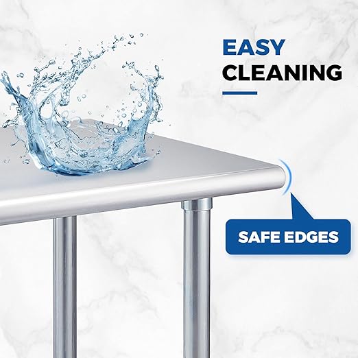 Profeeshaw Stainless Steel Prep Table 48x30 Inch NSF Commercial Work Table with Undershelf Heavy Duty Table for Kitchen Restaurant Home Hotel