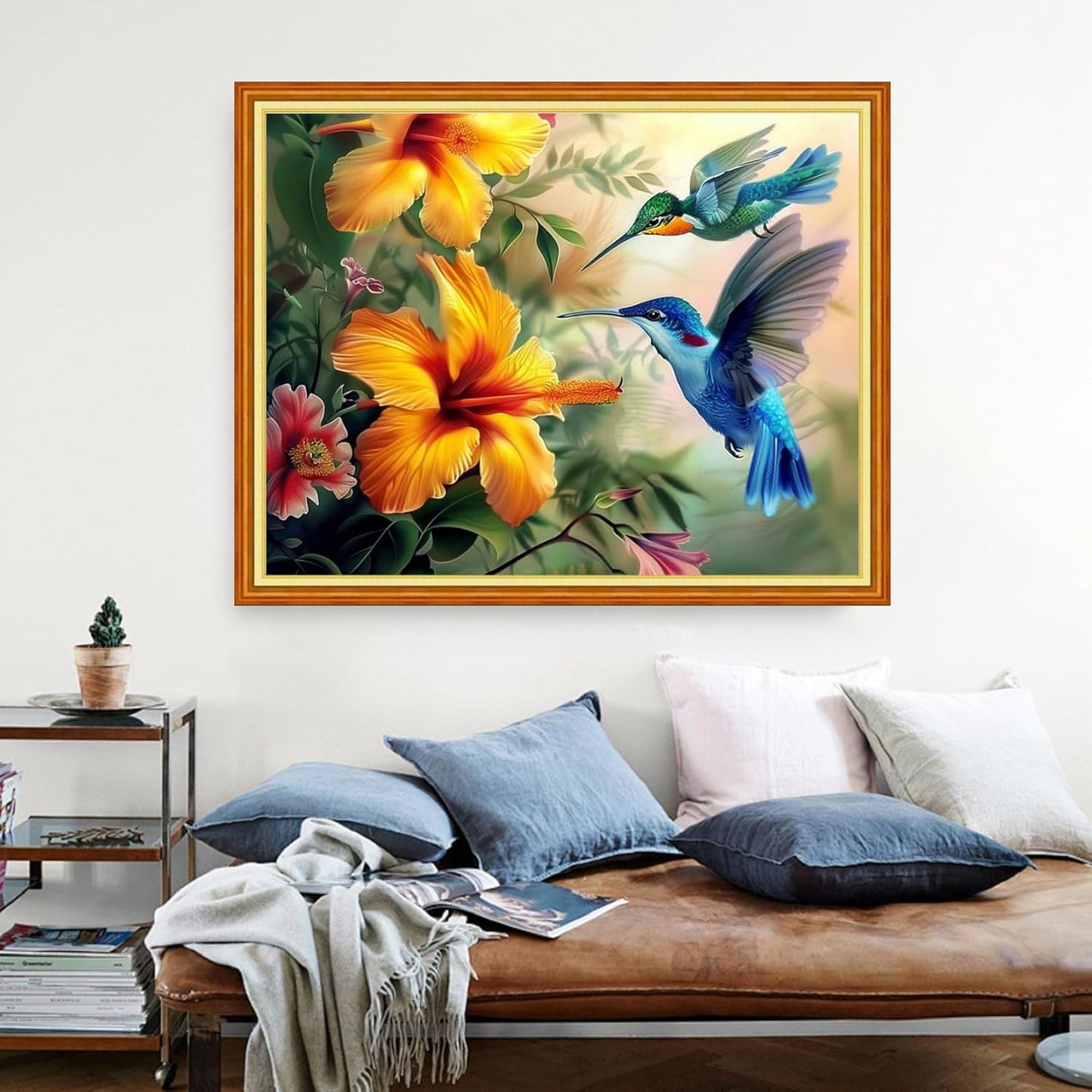 Dimensean Stamped Cross Stitch Kits Full Range of Embroidery Patterns Starter Kits for Beginners Adult or Kids DIY Cross Stitches Needlepoint Kits 11CT-Hummingbirds Gather Honey 16x20 inch