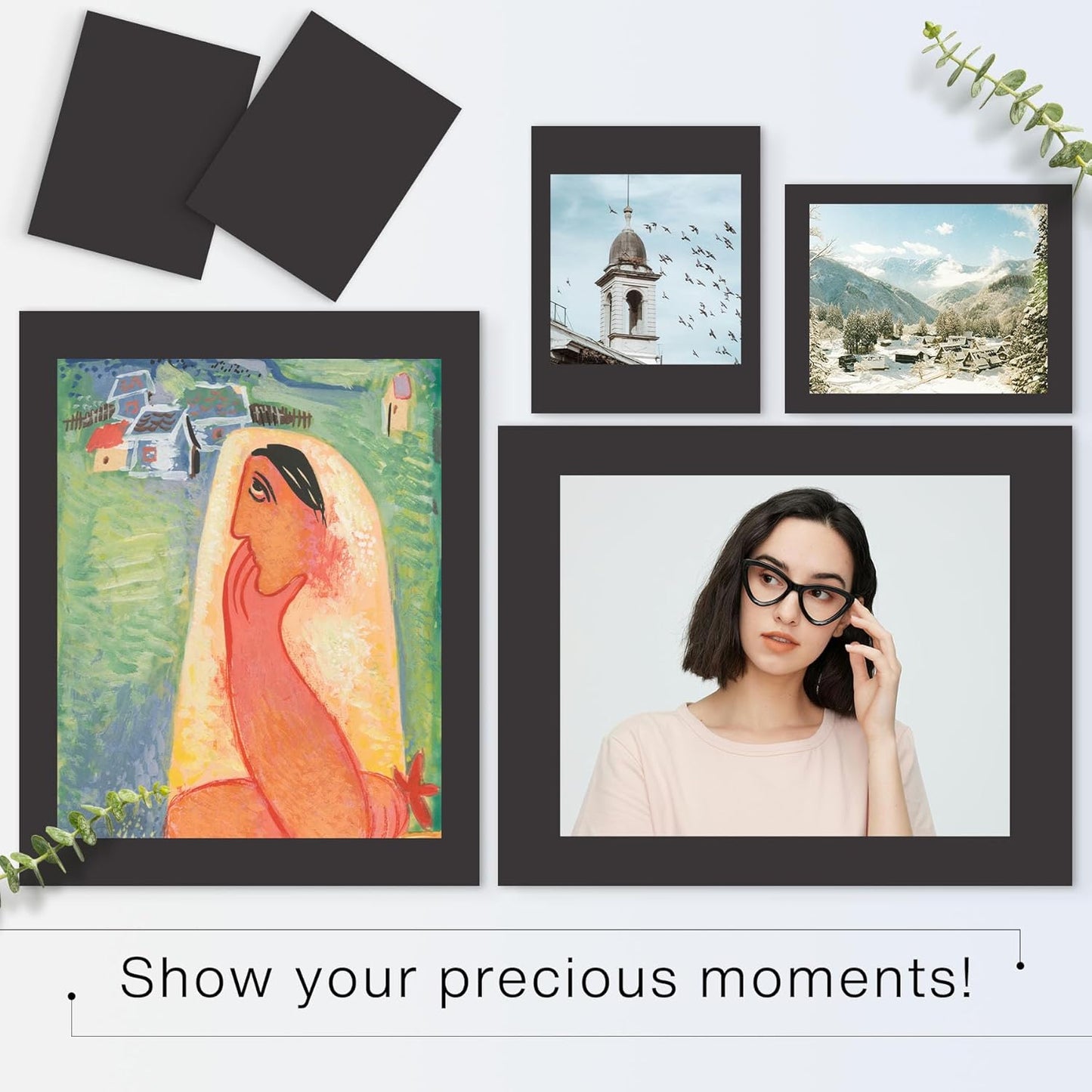 Golden State Art, 11x14 Uncut Photo Mat Matboard - Black Uncut Mats for DIY Projects, Presentation Boards, Art Crafts (50 Pack)