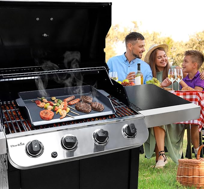Criditpid Universal Large Cast Iron Cooking Griddle with Extra High Sidewalls for Gas Grills, Charcoal, 20 Inch Blackstone Griddle Pan Griddle Flat Top Grill Plate for 4 Burner Range Oven, 23" x 16"