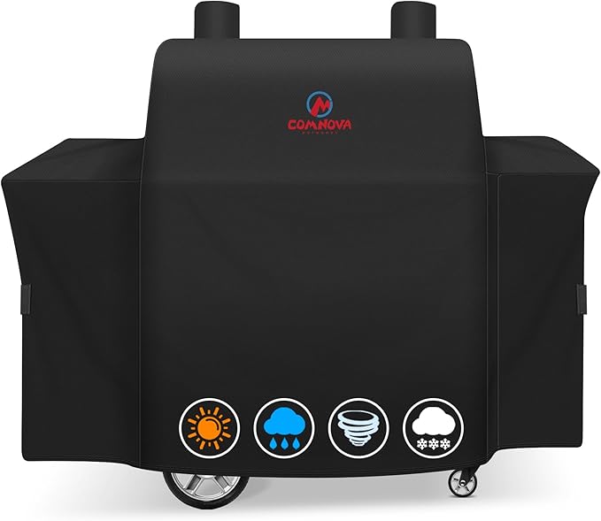 Grill Cover for Oklahoma Joe's Rider 900 & Rider DLX Grill - 600D Premium BBQ Cover Waterproof and Heavy Duty for Oklahoma Joe's Charcoal Offset Smoker, 55" L x 30" W x 49" H