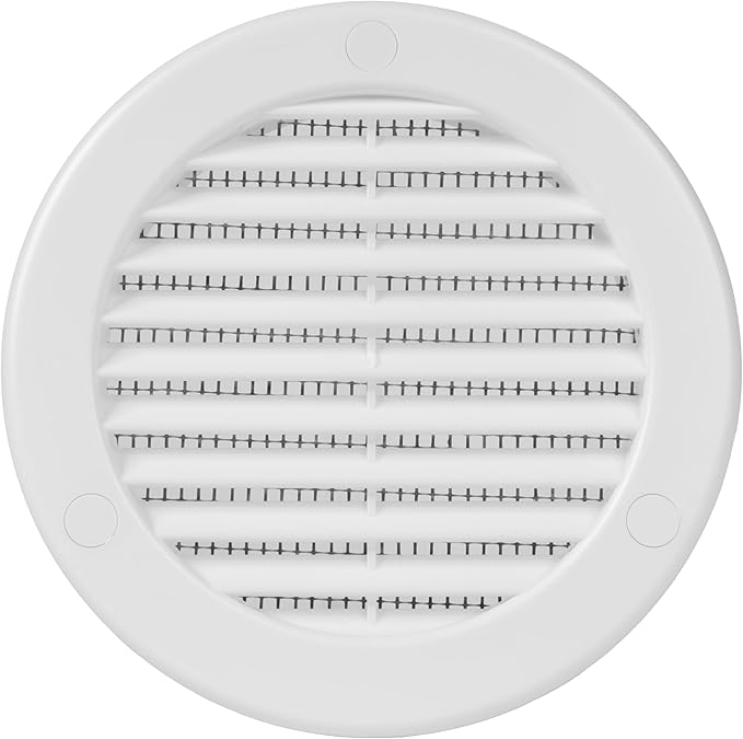 Repa Market 4 Inch (Opening) White Round Air Vent Cover - Pack of 10 Plastic Fresh Air Intake Vent - Grill Cover with Nylon Mesh Screen - Wall or Ceiling HVAC Return Air Register - Modern Soffit Vents