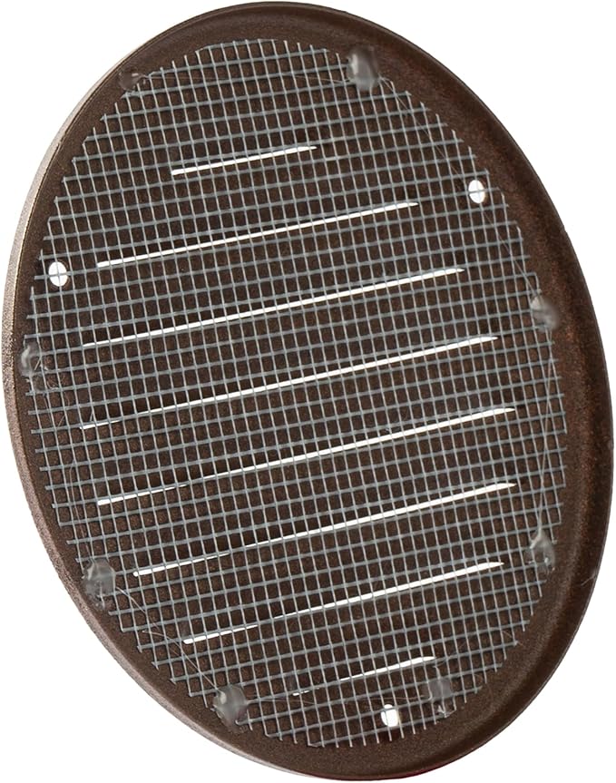 Vent Systems - 4 Inch (Inner) Pack of 10 Brown Metal Round Soffit Air Vent Grille Cover, Register air Vent Deflector, Louver - Built-in Mesh - HVAC for Bathroom, Home Office, Kitchen 5 Inch (Outer)