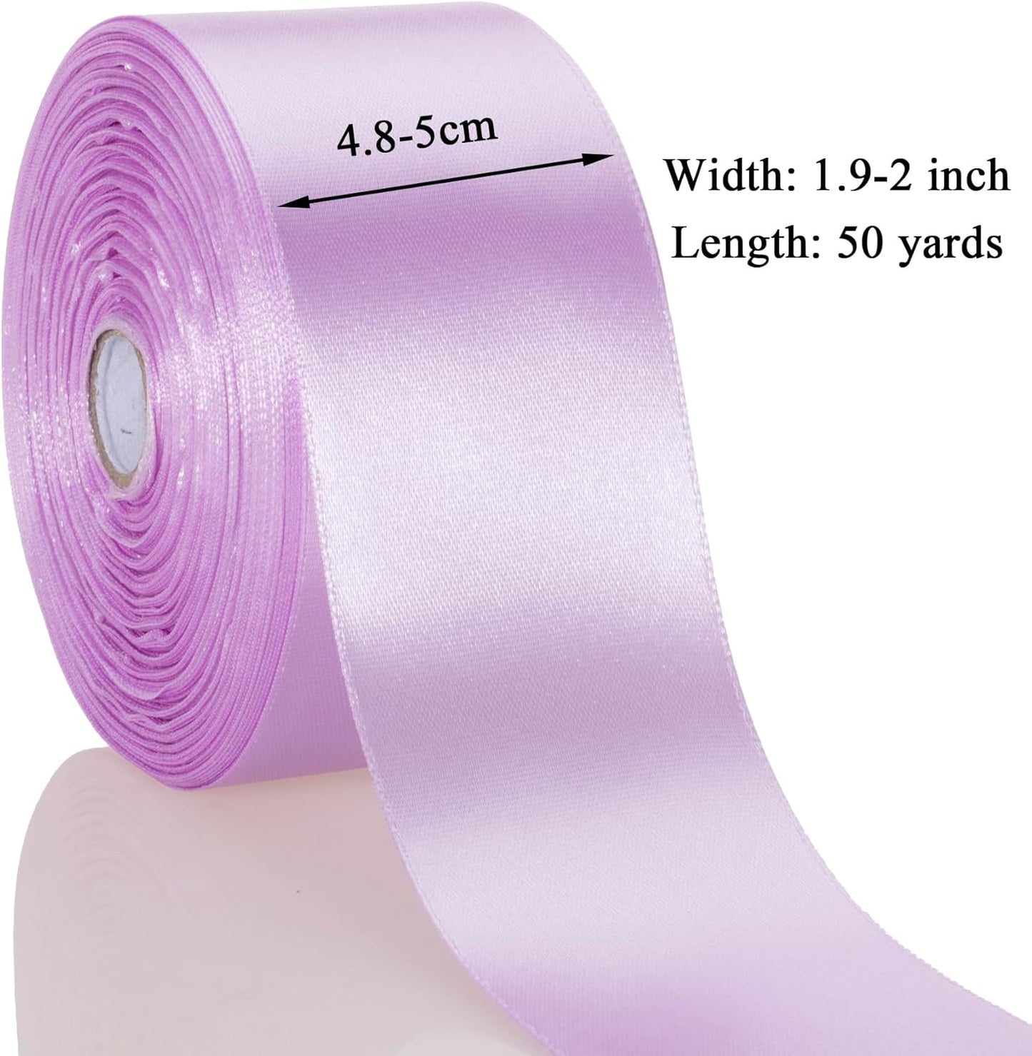 2 Inch Lilac Solid Satin Ribbon, 50 Yards Craft Fabric Ribbon for Gift Wrapping Floral Bouquets Wedding Party Decoration