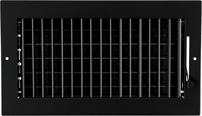 HVAC Premium 14"w X 6"h Adjustable AIR Supply Diffuser - HVAC Vent Cover Sidewall or Ceiling - Grille Register - High Airflow - Black [Outer Dimensions: 15.875"w X 8"h]
