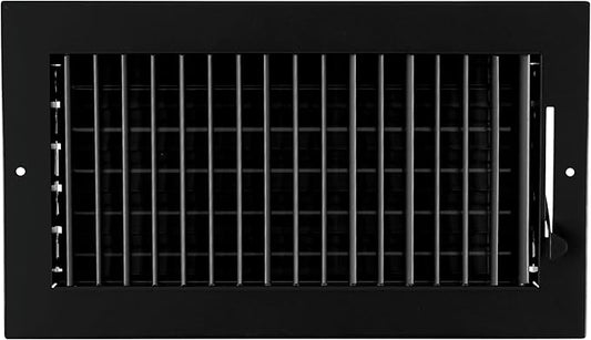 HVAC Premium 14"w X 6"h Adjustable AIR Supply Diffuser - HVAC Vent Cover Sidewall or Ceiling - Grille Register - High Airflow - Black [Outer Dimensions: 15.875"w X 8"h]