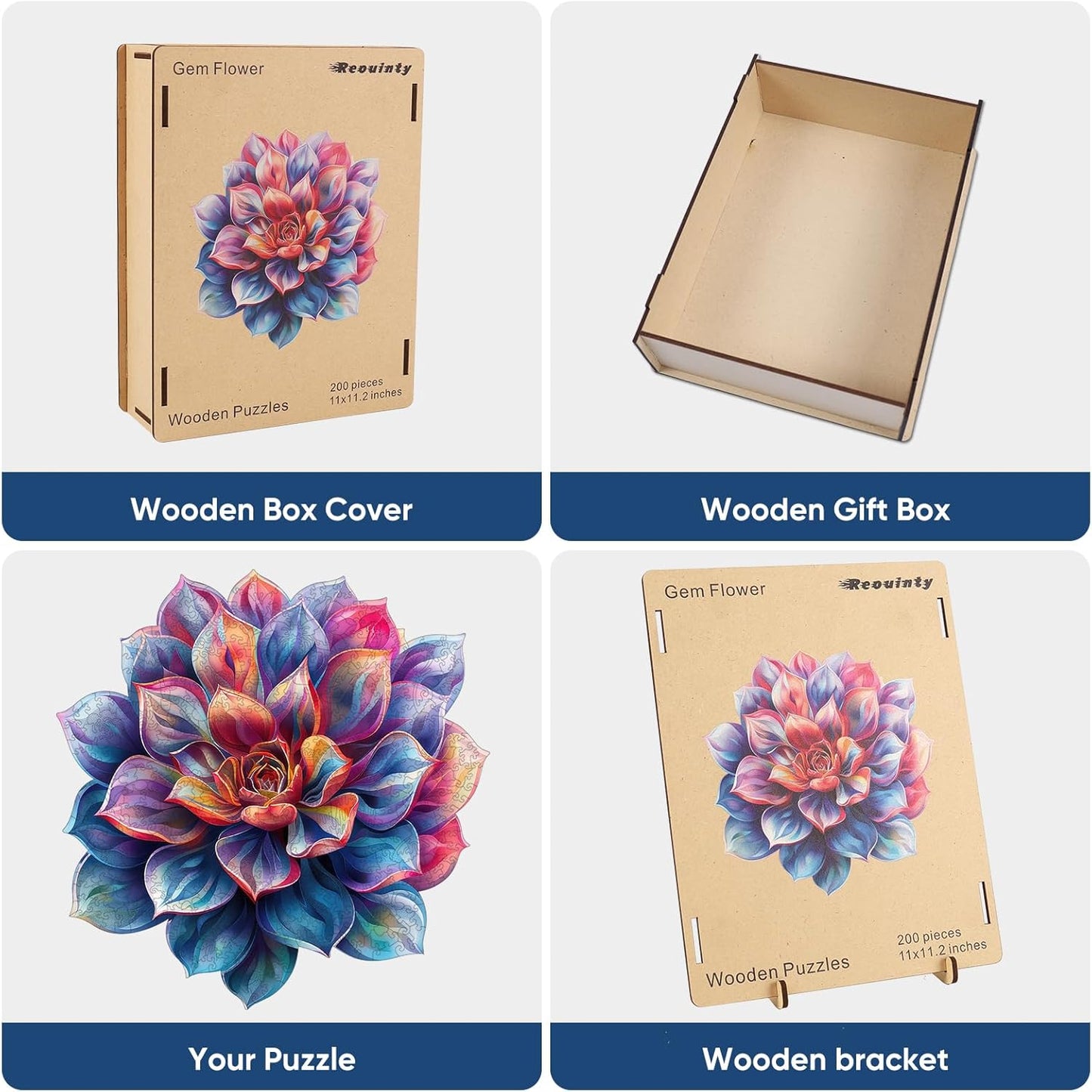 Wooden Puzzles for Adult, Flower Succulent Puzzle for Girl, Challenging Puzzle, 200 Piece Luxurious Shaped Wooden Puzzles for Adults, Family Game 11.2 * 15.9in