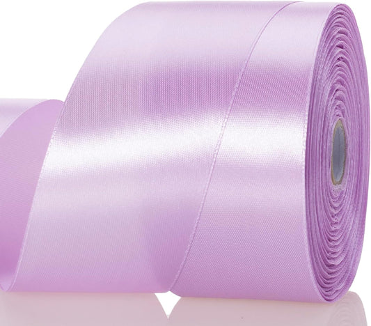 2 Inch Lilac Solid Satin Ribbon, 50 Yards Craft Fabric Ribbon for Gift Wrapping Floral Bouquets Wedding Party Decoration
