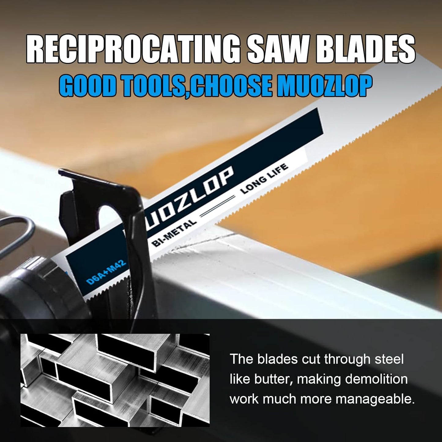 10 Pack 6 inch Reciprocating Saw Blades Set,14 TPI High Carbon Saw Blades,Metal Saw Blades with Organizer Case (10, 14TPI/150mm)