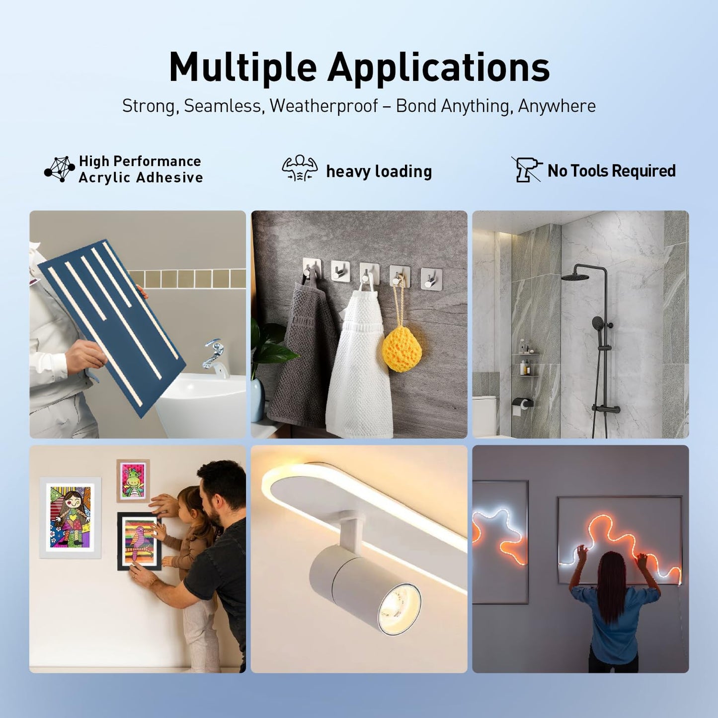 Double Sided Tape Foam Tape 1/2" x 18Ft Made of 3M High Shear Adhesive Mounting Tape with High Temperature Resistance for Interior Exterior Mounting Applications and Home Office Deco (Pack of 2)