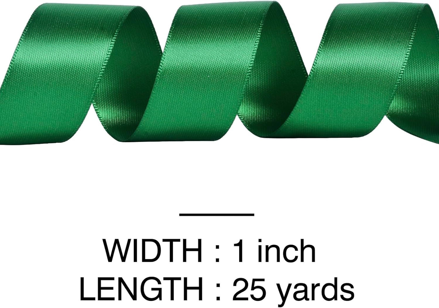 YAMA Green Double Faced Satin Ribbon, 1 Inch 25 Yards, Great for Crafts Bows Flower Bouquet Wedding Home Decor Gift Wrapping