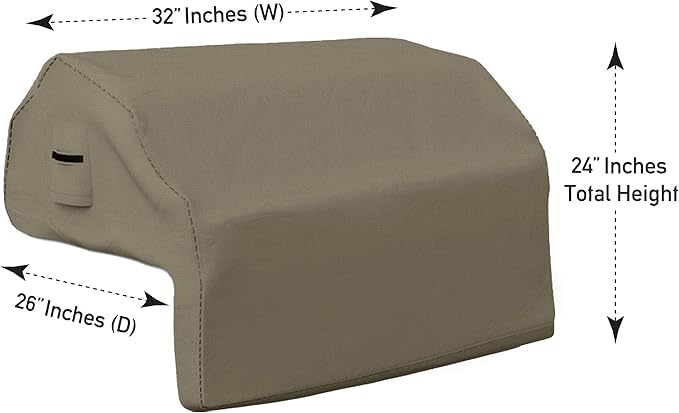 Covers & all Built-in Outdoor Grill Cover, Durable 12 Oz Waterproof Cover Max Material with Air Pocket & Elastic for Snug Fit (32" W x 26" D x 24" H Inches, Beige)